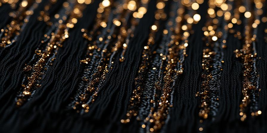 Vestido flapper moderno negro con pedrería dorada